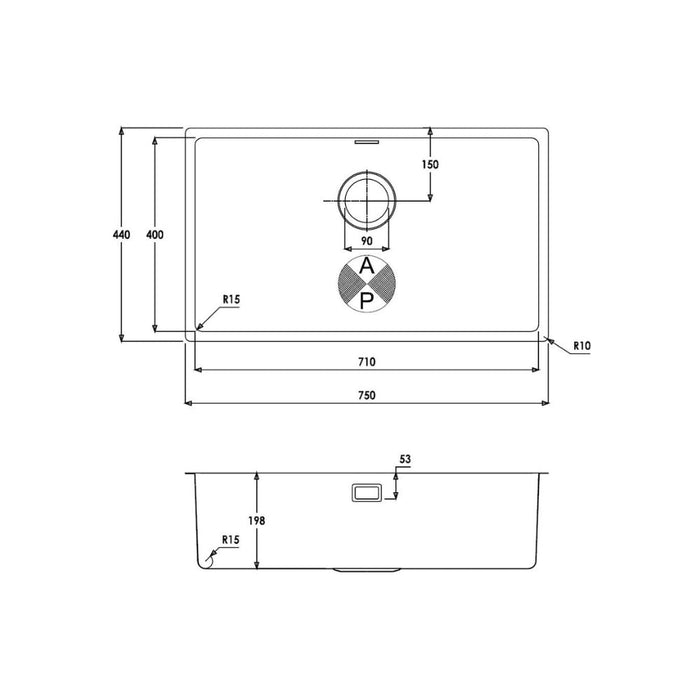 Abode Matrix R15 XL 1B Undermount/Inset Sink - St/Steel - Unbeatable Bathrooms