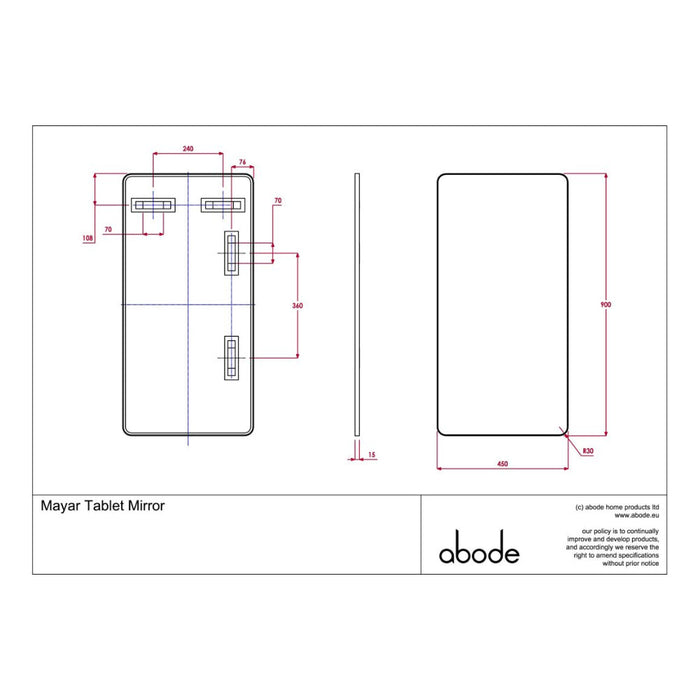 Abode Mayar 450x900mm Tablet Mirror - Unbeatable Bathrooms