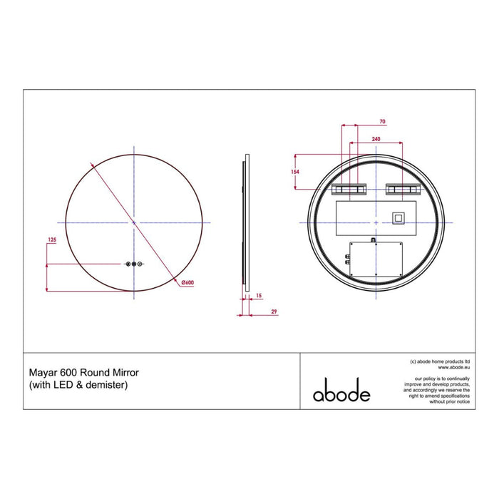 Abode Mayar 600mm Round LED Mirror - Unbeatable Bathrooms