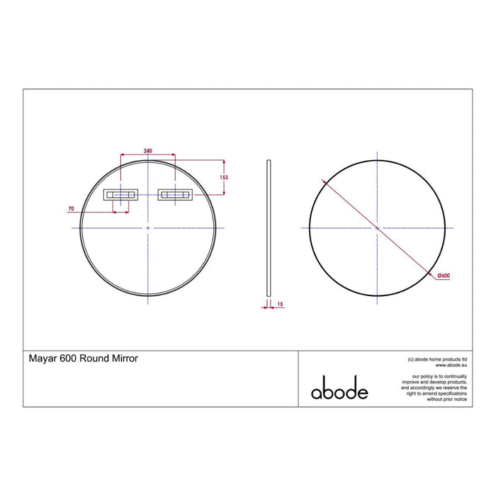 Abode Mayar 600mm Round Mirror - Unbeatable Bathrooms