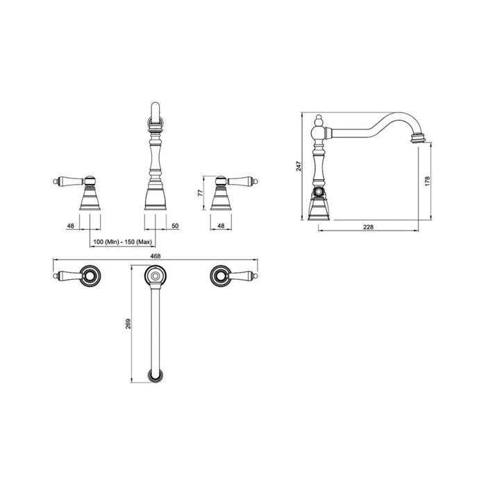 Abode Mayenne 3 Part Mixer Tap - Unbeatable Bathrooms