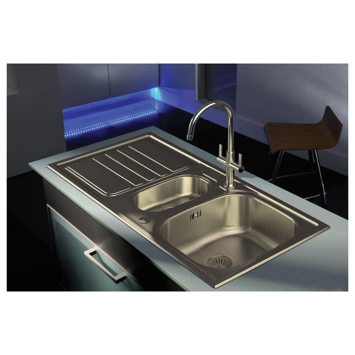 Abode Mikro 1.5B & Drainer Inset Sink (Boxed inc. wastes) - St/Steel - Unbeatable Bathrooms