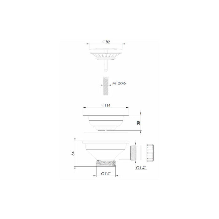 Abode Orbit Strainer Long Bolt Sink Waste - For Ceramic/Granite Sinks - Unbeatable Bathrooms
