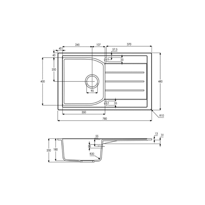 Abode Oriel 1B Inset Black Granite Sink Tap Pack - Unbeatable Bathrooms