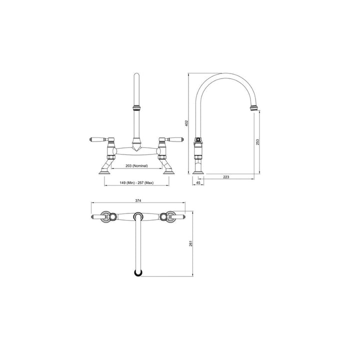 Abode Oxbury Bridge Mixer Tap - Unbeatable Bathrooms