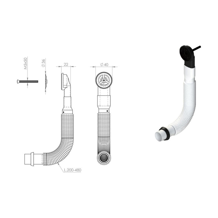 Abode Round Overflow Pipework - Unbeatable Bathrooms