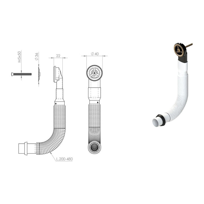 Abode Round Overflow Pipework - Unbeatable Bathrooms