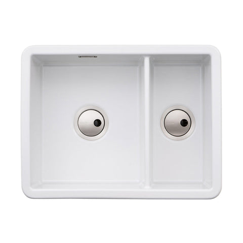 Abode Sandon 1.5B Ceramic Undermount/Inset Sink - White - Unbeatable Bathrooms
