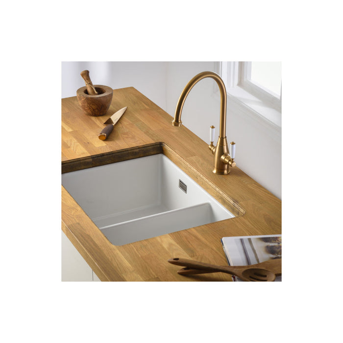 Abode Sandon 1.5B Ceramic Undermount/Inset Sink - White - Unbeatable Bathrooms