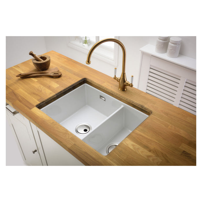 Abode Sandon 1.5B Ceramic Undermount/Inset Sink - White - Unbeatable Bathrooms