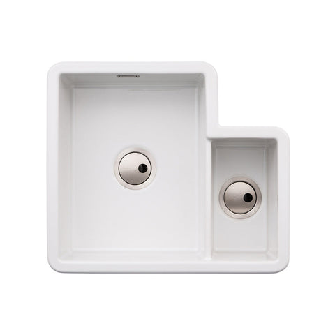 Abode Sandon 1.5B LH Ceramic Undermount/Inset Sink - White - Unbeatable Bathrooms