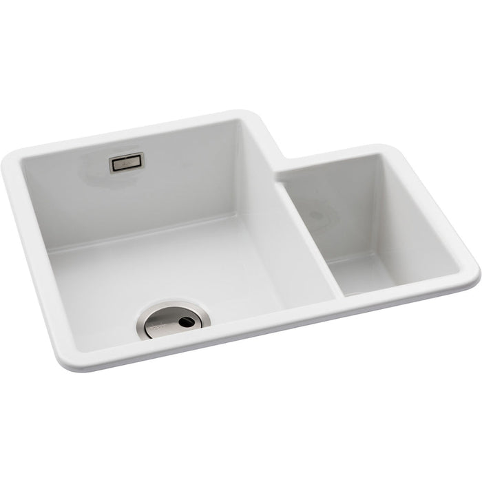Abode Sandon 1.5B LH Ceramic Undermount/Inset Sink - White - Unbeatable Bathrooms