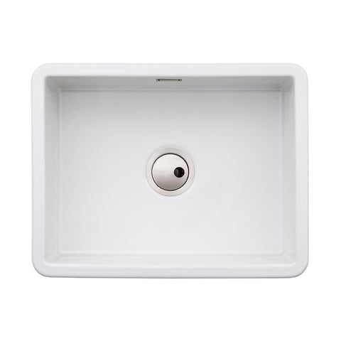 Abode Sandon Large 1B Ceramic Undermount/Inset Sink - White - Unbeatable Bathrooms