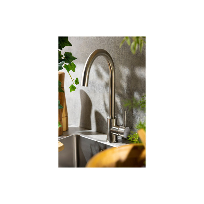 Abode Sway Single Lever Mixer Tap - St/Steel - Unbeatable Bathrooms