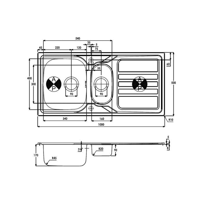 Abode Trydent 1.5B Inset St/Steel Sink Tap Pack - Unbeatable Bathrooms