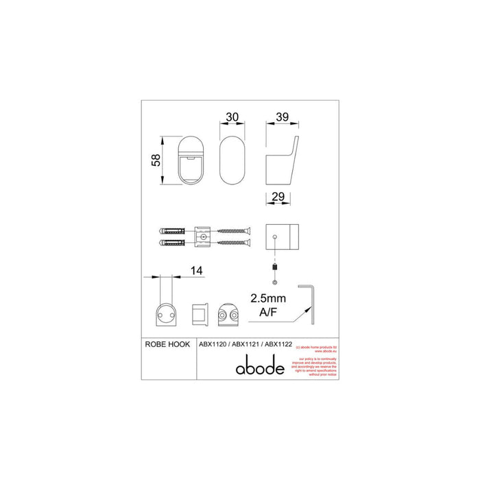 Abode Uno Robe Hook - Unbeatable Bathrooms