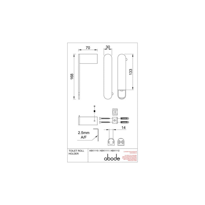 Abode Uno Toilet Roll Holder - Unbeatable Bathrooms