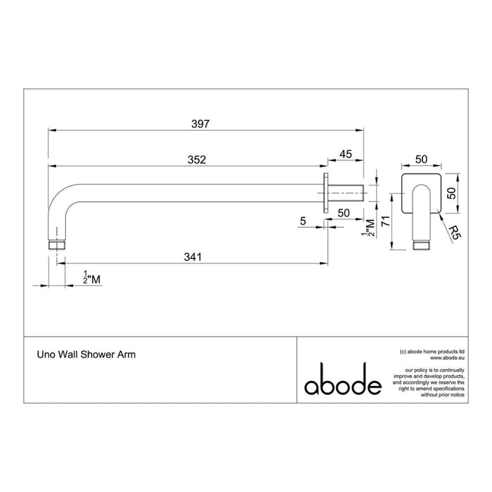 Abode Uno Wall Shower Arm - Unbeatable Bathrooms