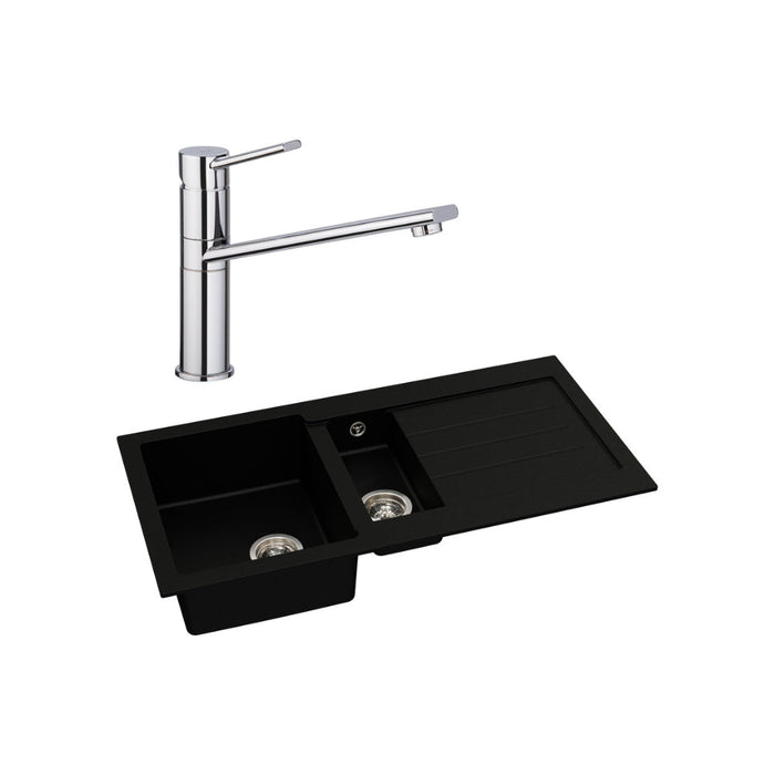 Abode Xcite 1.5B Inset Black Metallic Sink Tap Pack - Unbeatable Bathrooms