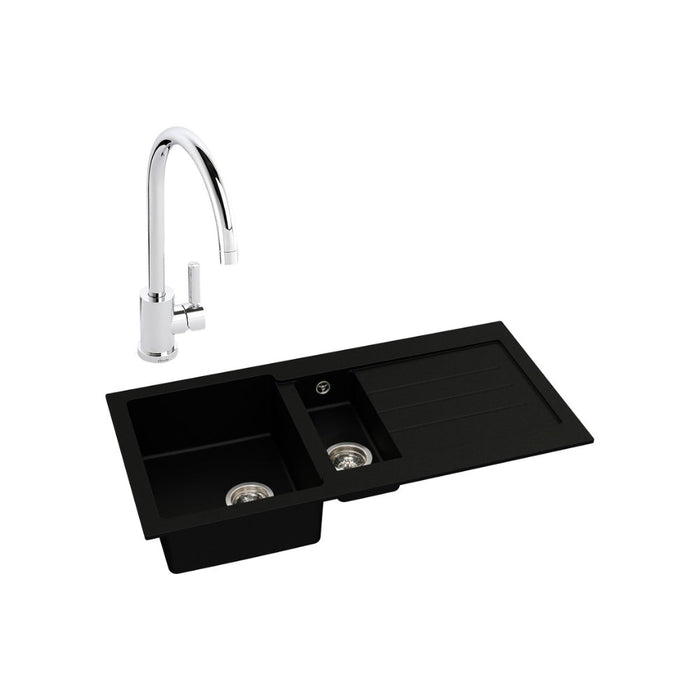 Abode Xcite 1.5B Inset Black Metallic Sink Tap Pack - Unbeatable Bathrooms