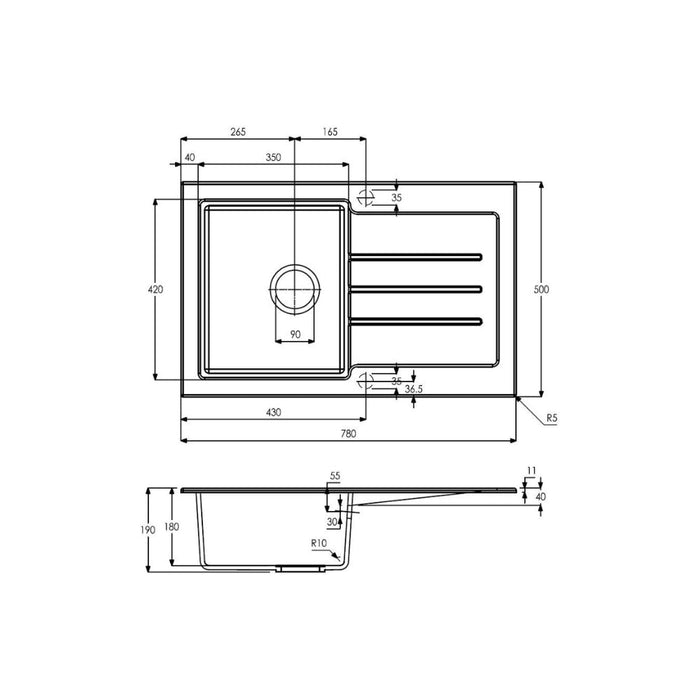 Abode Xcite 1B & Drainer Granite Inset Sink - Unbeatable Bathrooms
