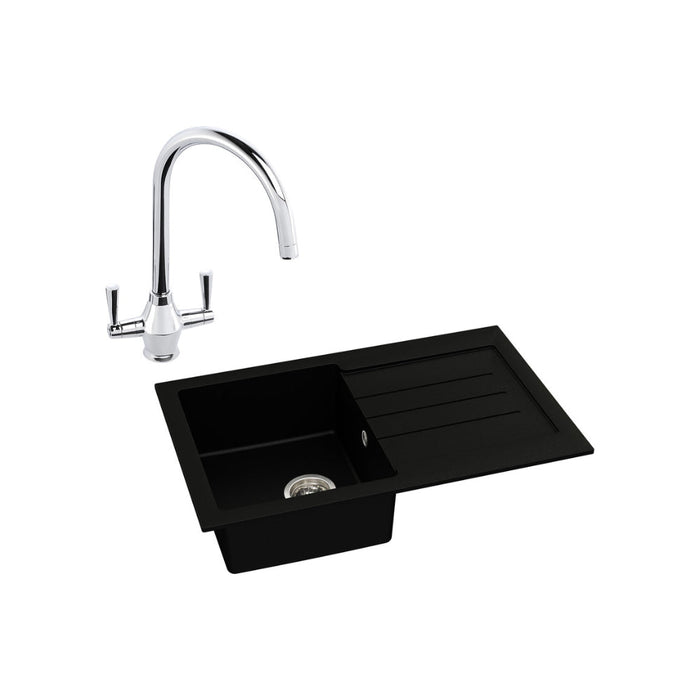 Abode Xcite 1B Inset Black Metallic Sink Tap Pack - Unbeatable Bathrooms