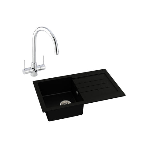 Abode Xcite 1B Inset Black Metallic Sink Tap Pack - Unbeatable Bathrooms