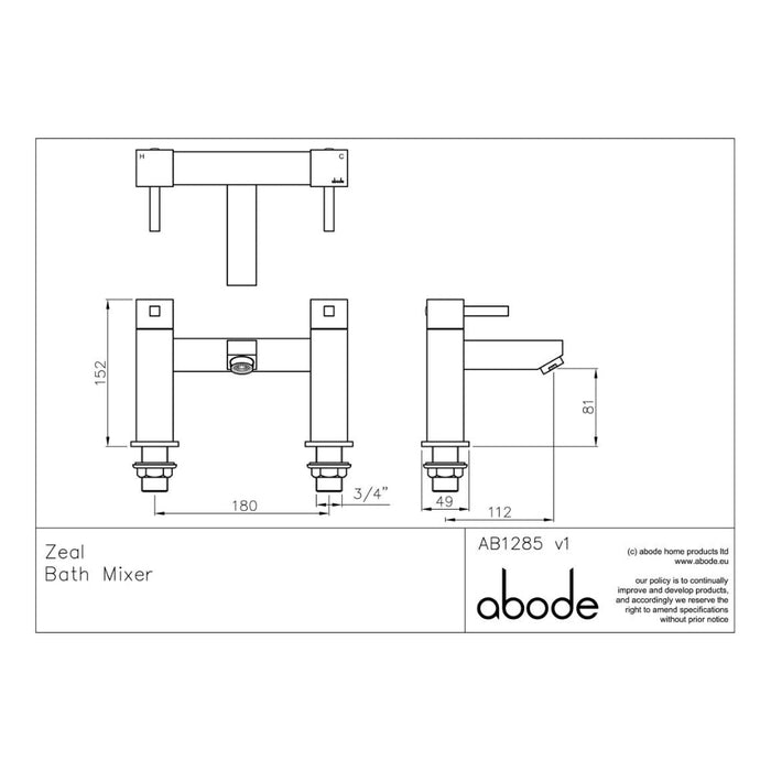 Abode Zeal Pack Offer 3 (Tall Basin Mixer & Bath Filler) - Chrome - Unbeatable Bathrooms