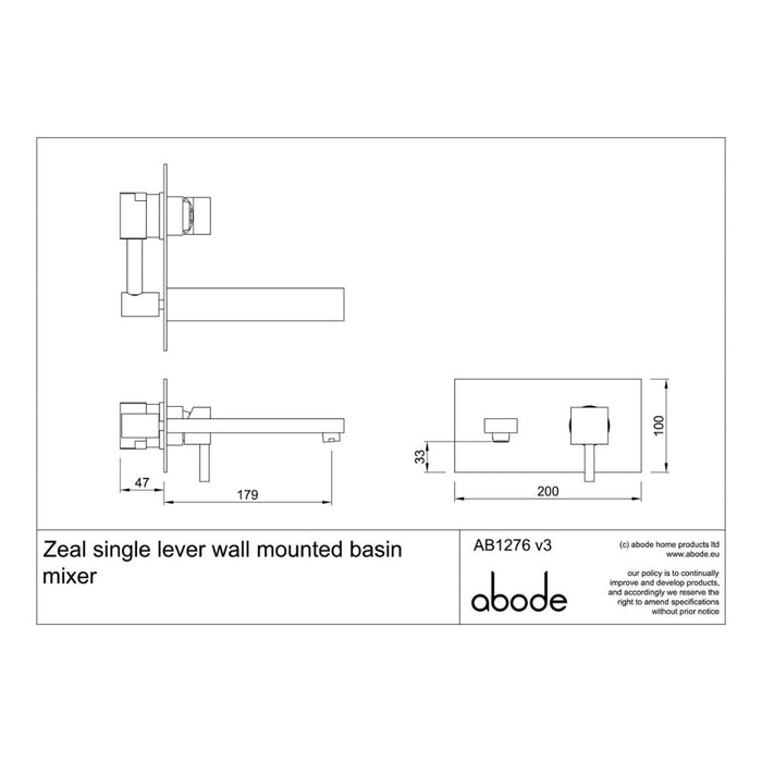 Abode Zeal Wall Mounted Basin Mixer - Chrome - Unbeatable Bathrooms