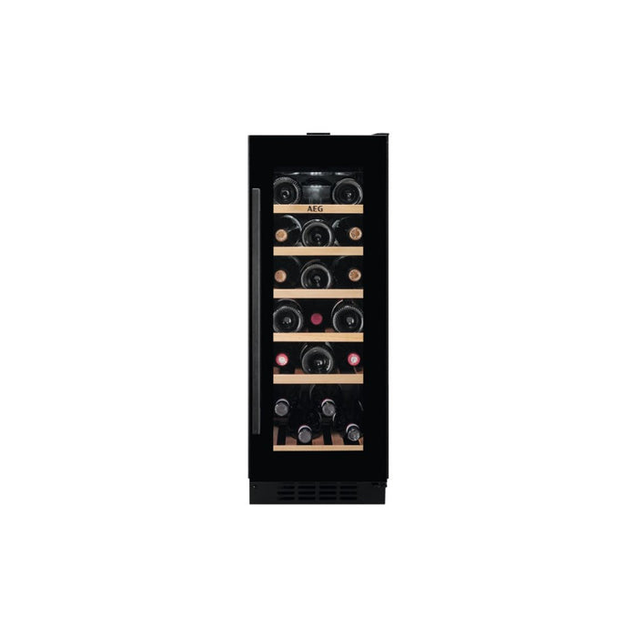 AEG AWS4020B5B B/U 30cm Wine Cabinet - Black Glass - Unbeatable Bathrooms