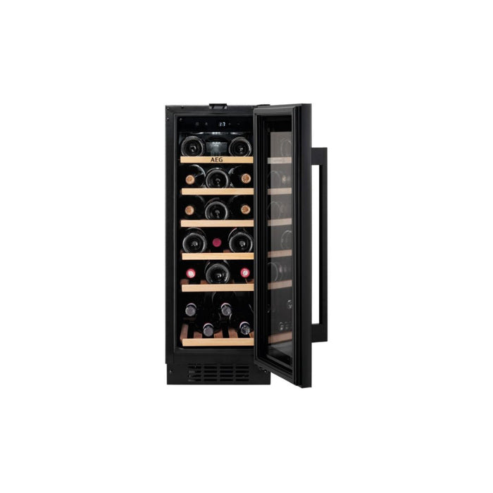 AEG AWS4020B5B B/U 30cm Wine Cabinet - Black Glass - Unbeatable Bathrooms