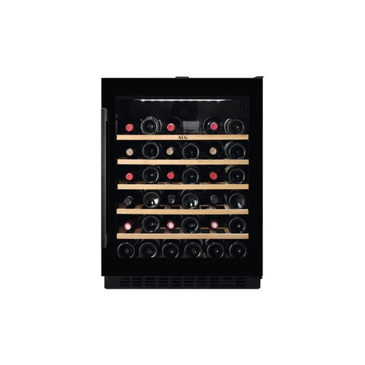 AEG AWS4052B5B B/U 60cm Wine Cabinet - Black Glass - Unbeatable Bathrooms