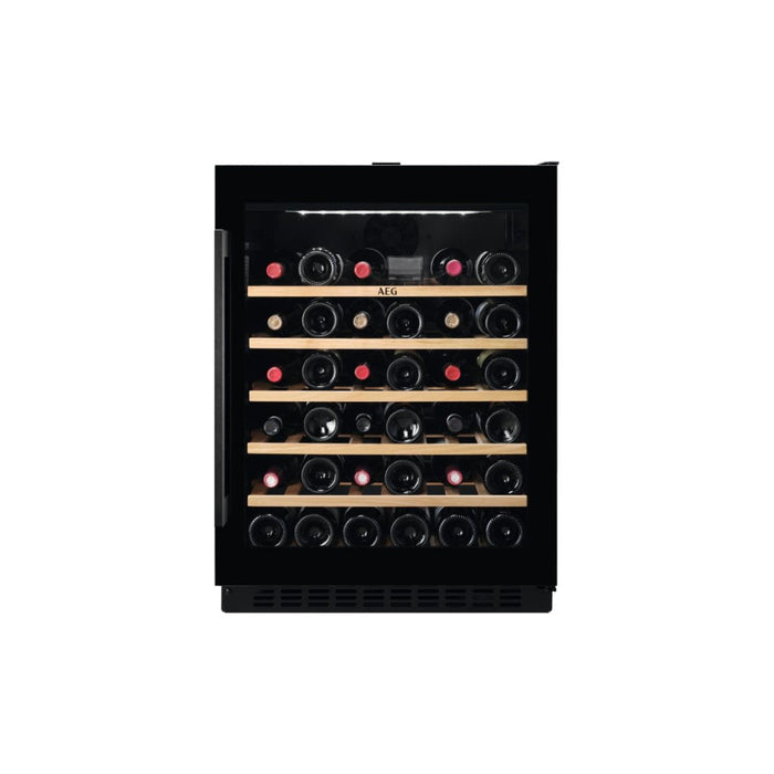 AEG AWS4052B5B B/U 60cm Wine Cabinet - Black Glass - Unbeatable Bathrooms