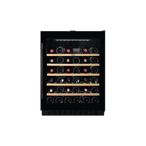 AEG AWS4052B5B B/U 60cm Wine Cabinet - Black Glass - Unbeatable Bathrooms