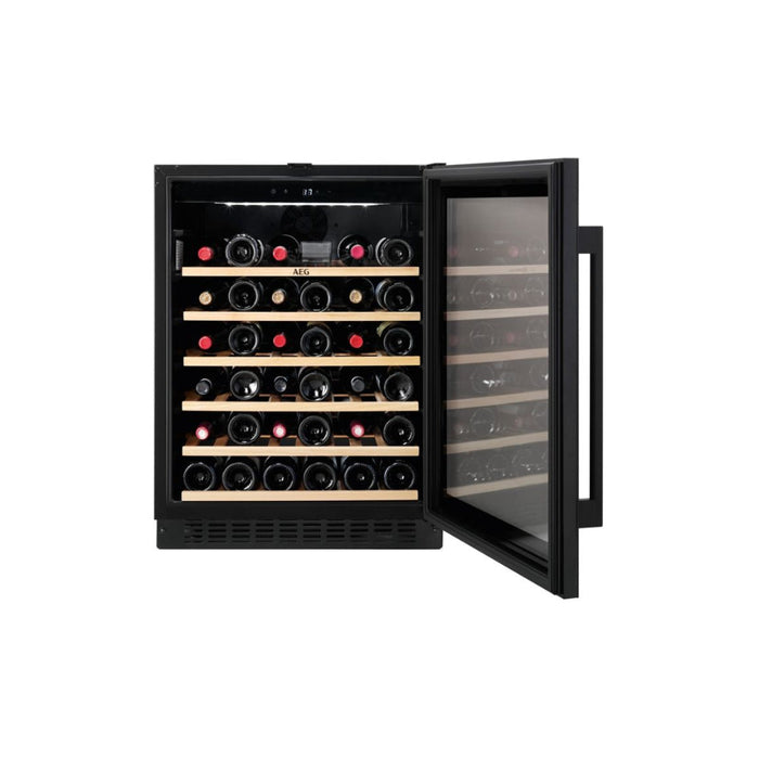 AEG AWS4052B5B B/U 60cm Wine Cabinet - Black Glass - Unbeatable Bathrooms