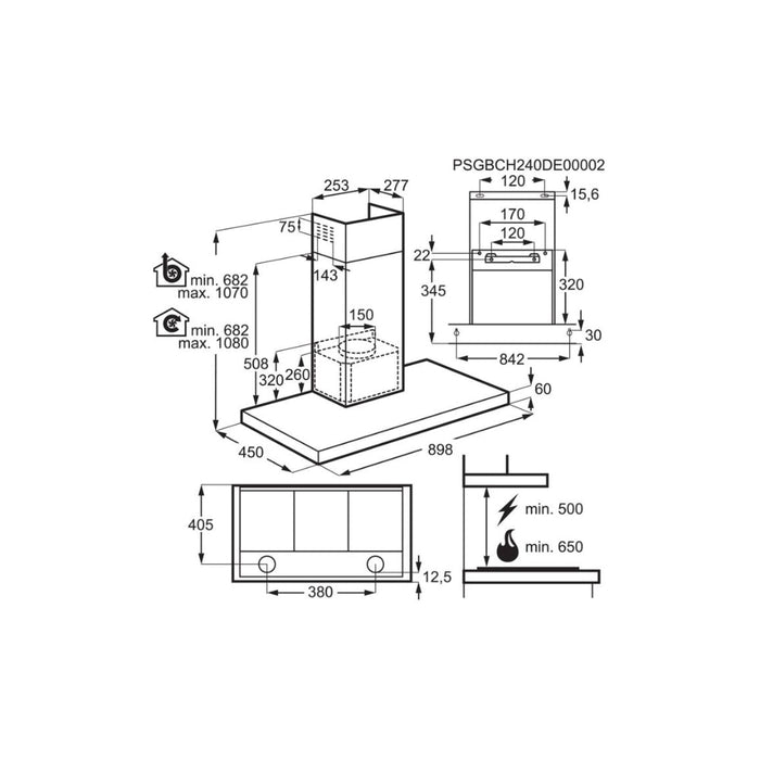 AEG DBX3951R Box Chimney Hood - Matt Black - Unbeatable Bathrooms