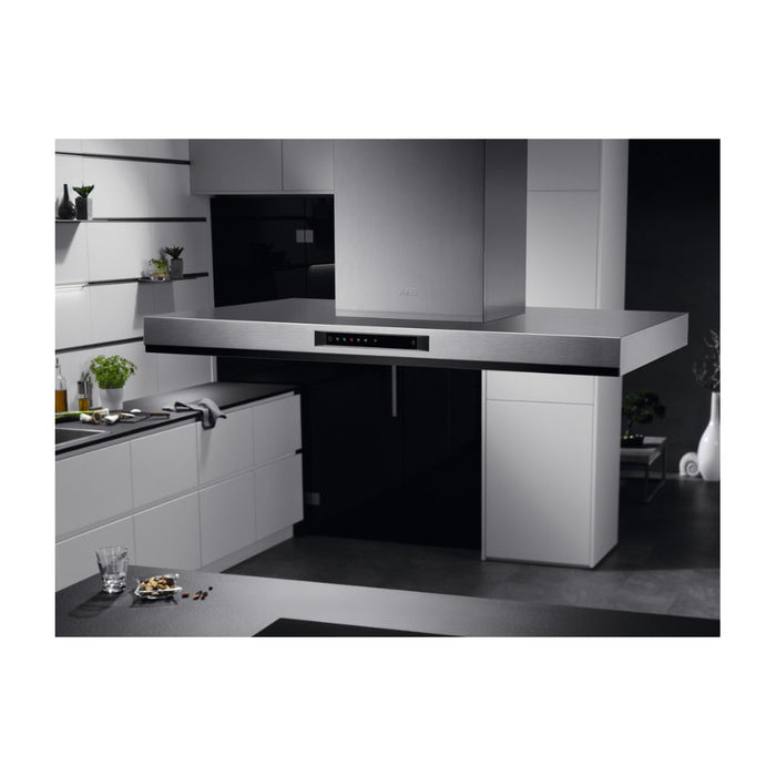 AEG DIK6180HG 100cm Island Hood - Black Glass & St/Steel - Unbeatable Bathrooms