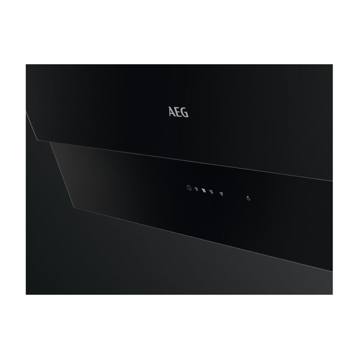 AEG DVB5560B 55cm Angled Chimney Hood - Black Glass - Unbeatable Bathrooms
