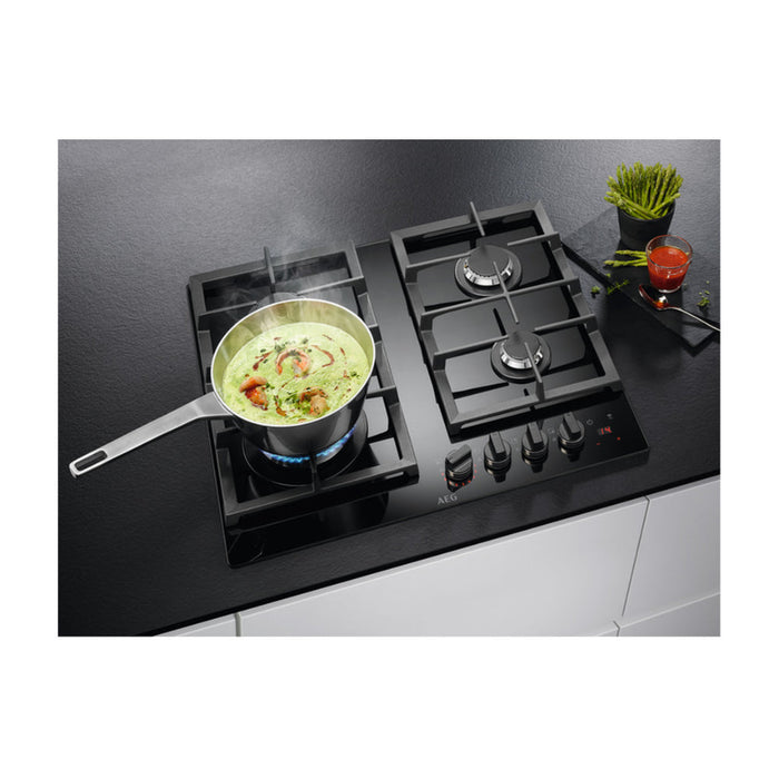 AEG HKB64450NB 60cm Gas on Glass Hob - Black - Unbeatable Bathrooms