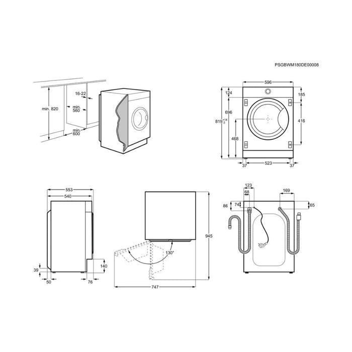 AEG L7FE7261BI B/I 7kg 1200rpm Washing Machine - White - Unbeatable Bathrooms