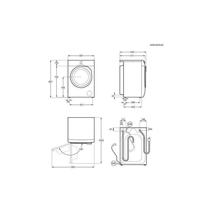 AEG LWR7185M4B F/S 8/5kg 1400rpm Washer Dryer - White - Unbeatable Bathrooms