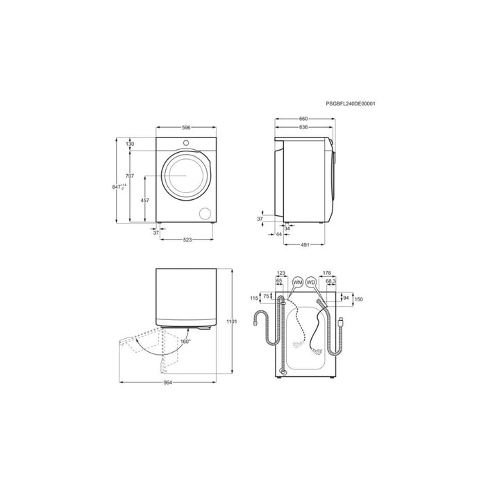 AEG LWR7496O4B F/S 9/6kg 1600rpm ProSteam Washer Dryer - White - Unbeatable Bathrooms