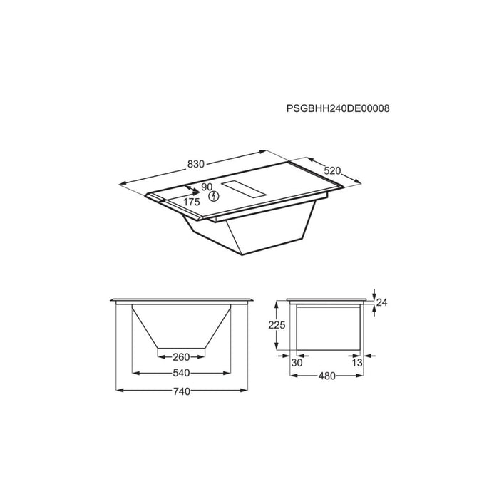 AEG NCH84C23AB 80cm Venting Induction Hob - Black Glass - Unbeatable Bathrooms