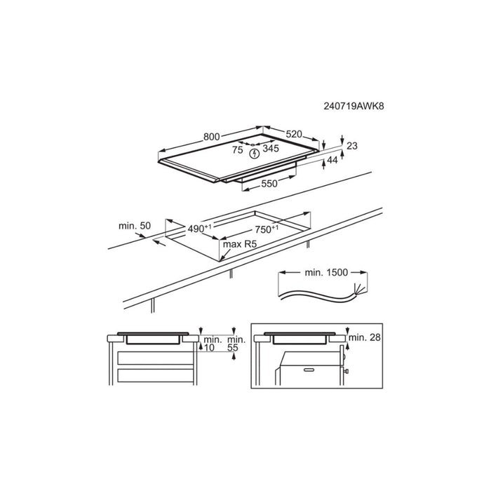 AEG NIK85M00AZ 80cm Flex Induction Hob - Matt Black - Unbeatable Bathrooms
