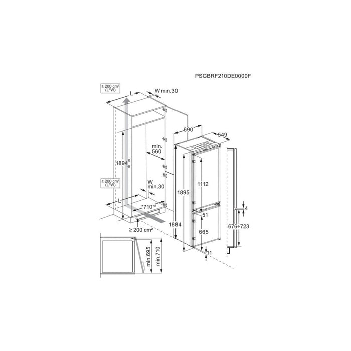 AEG NSC7G752ES B/I XL TwinTech No Frost 70/30 Fridge Freezer - Unbeatable Bathrooms