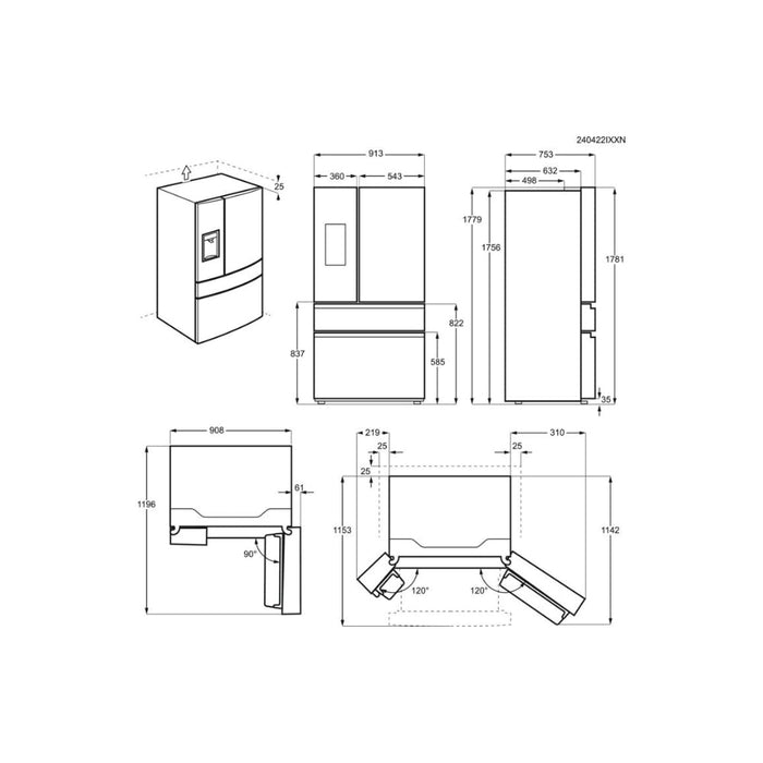 AEG RMB954E9VX F/S TwinTech No Frost American Fridge Freezer - St/Steel - Unbeatable Bathrooms