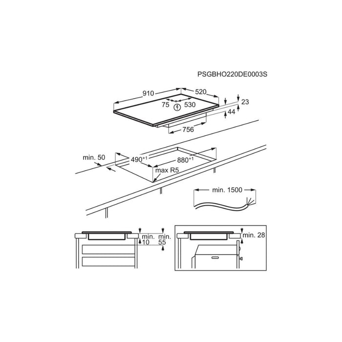 AEG TK95IN00FB 90cm MultipleBridge Induction Hob - Black - Unbeatable Bathrooms