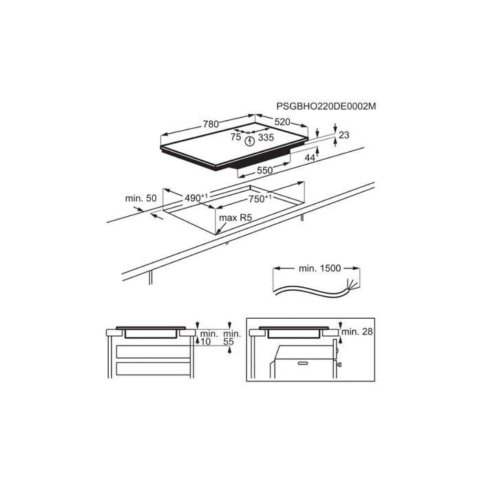 AEG TO84IB00FB 80cm Bridge Induction Hob - Black - Unbeatable Bathrooms