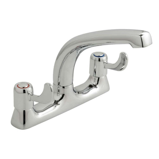 Vado Astra Lever Two Hole Deck Mounted Sink Mixer with Swivel Spout - Unbeatable Bathrooms
