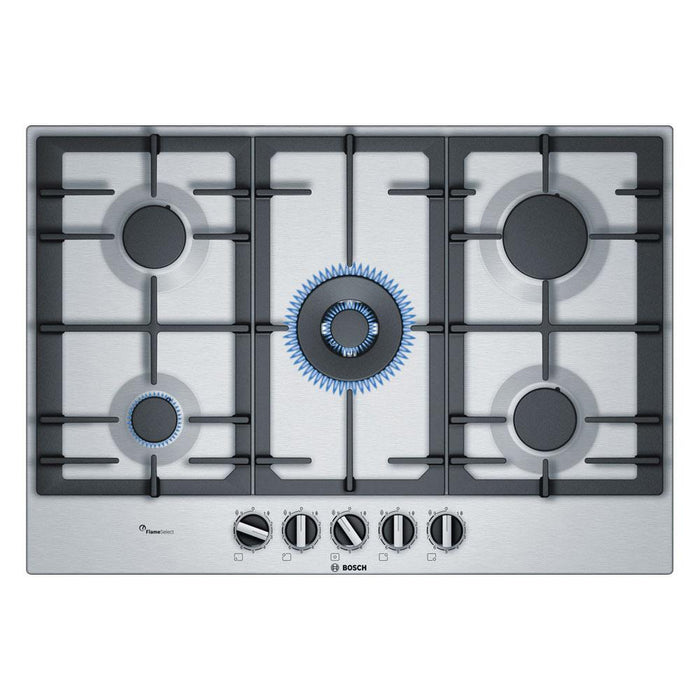 Bosch Serie 6 PCQ7A5B90 75cm Gas Hob - Stainless Steel - Unbeatable Bathrooms